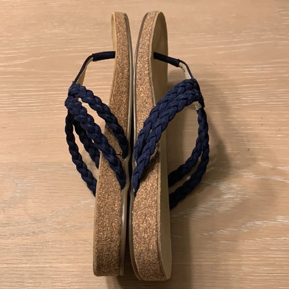 Lands End Navy or Abra sandals Sz 9 NWOB soft suede